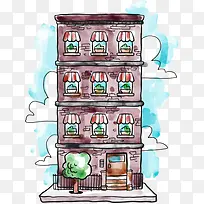 水彩建筑 屋子 水彩画 卡通 房屋-空若网 水彩建筑 屋子 水彩画 卡通 房屋-空若网
