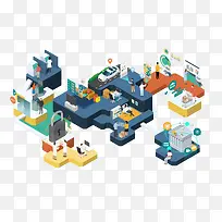 创意扁平化汽车工厂-空若网 创意扁平化汽车工厂-空若网