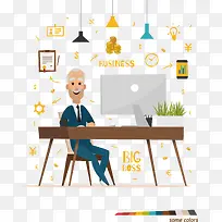 坐在电脑桌前办公-空若网 坐在电脑桌前办公-空若网