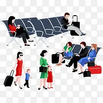 机场休息厅旅客素材矢量-空若网 机场休息厅旅客素材矢量-空若网
