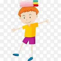 开学季头顶书本的小男孩-空若网 开学季头顶书本的小男孩-空若网