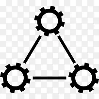 三齿轮连接线三角形图标-空若网 三齿轮连接线三角形图标-空若网