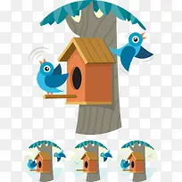 卡通树鸟素材-空若网 卡通树鸟素材-空若网