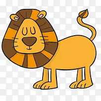 黄色威风微笑狮子绘可爱动物手绘-空若网 黄色威风微笑狮子绘可爱动物手绘-空若网