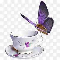 精美紫色蝴蝶杯子茶杯瓷器-空若网 精美紫色蝴蝶杯子茶杯瓷器-空若网