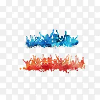 水彩欢呼人群剪影-空若网 水彩欢呼人群剪影-空若网