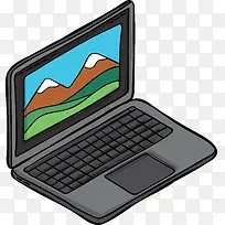 卡通黑色笔记本电脑-空若网 卡通黑色笔记本电脑-空若网