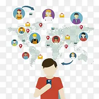 手机沟通全球卡通素材-空若网 手机沟通全球卡通素材-空若网