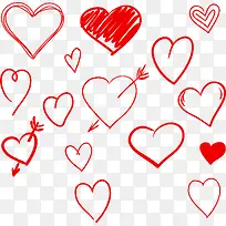 手绘红色爱心羽箭-空若网 手绘红色爱心羽箭-空若网