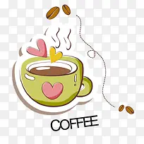 手绘绿色咖啡杯子-空若网 手绘绿色咖啡杯子-空若网
