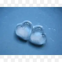 蓝色爱心冰块背景-空若网 蓝色爱心冰块背景-空若网