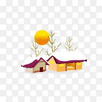 卡通雪景房屋-空若网 卡通雪景房屋-空若网