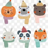 冬天戴围巾的动物头像-空若网 冬天戴围巾的动物头像-空若网