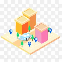 彩色渐变卡通停车场-空若网 彩色渐变卡通停车场-空若网