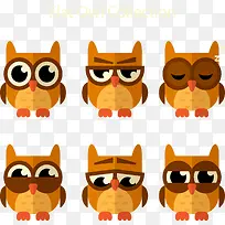6款扁平化猫头鹰设计矢量图-空若网 6款扁平化猫头鹰设计矢量图-空若网