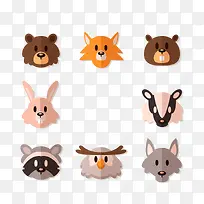 扁平化森林动物头像矢量图-空若网 扁平化森林动物头像矢量图-空若网