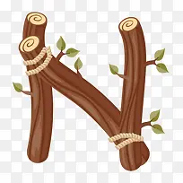 木纹创意字母N艺术字-空若网 木纹创意字母N艺术字-空若网