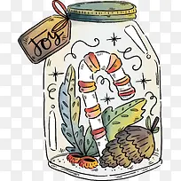 圣诞节水彩手绘玻璃罐子-空若网 圣诞节水彩手绘玻璃罐子-空若网