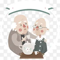 一起喝茶的老夫妻-空若网 一起喝茶的老夫妻-空若网