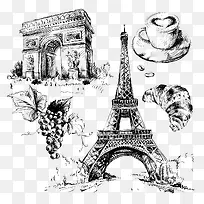 手绘法国建筑-空若网 手绘法国建筑-空若网