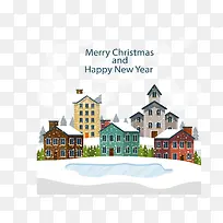 手绘风圣诞节小镇-空若网 手绘风圣诞节小镇-空若网