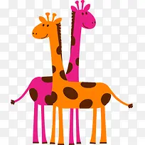 手绘可爱卡通双长颈鹿-空若网 手绘可爱卡通双长颈鹿-空若网