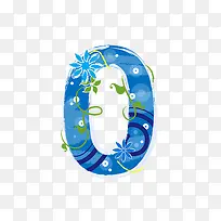 蓝色花纹字母数字0-空若网 蓝色花纹字母数字0-空若网