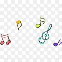 彩色蜡笔手绘音符-空若网 彩色蜡笔手绘音符-空若网