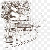 手绘欧式建筑指路牌-空若网 手绘欧式建筑指路牌-空若网