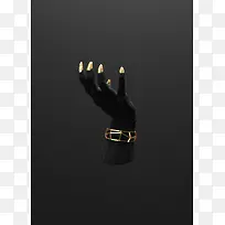 黑色手套金色指甲海报背景-空若网 黑色手套金色指甲海报背景-空若网