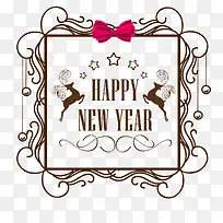 新年快乐复古标签矢量图-空若网 新年快乐复古标签矢量图-空若网