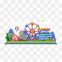 游乐园卡通扁平化素材-空若网 游乐园卡通扁平化素材-空若网