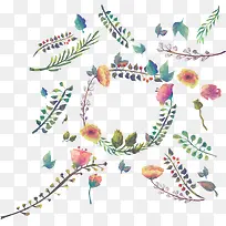 矢量水彩秋季花草-空若网 矢量水彩秋季花草-空若网