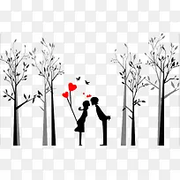 手绘情人节壁画壁纸-空若网 手绘情人节壁画壁纸-空若网