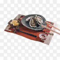 碟子的生蚝和筷子食物-空若网 碟子的生蚝和筷子食物-空若网