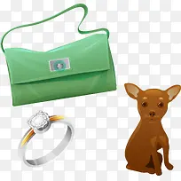 矢量女性时尚物品素材皮包戒指-空若网 矢量女性时尚物品素材皮包戒指-空若网