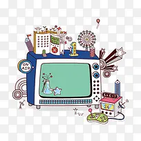 电视机 科技感 卡通电视 海报-空若网 电视机 科技感 卡通电视 海报-空若网