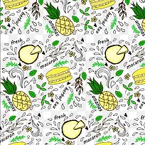 彩绘汉堡包和水果无缝背景矢量图-空若网 彩绘汉堡包和水果无缝背景矢量图-空若网