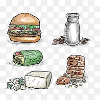 矢量水彩餐饮食物-空若网 矢量水彩餐饮食物-空若网