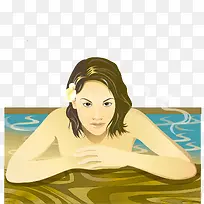 水中沐浴的时尚女人矢量图-空若网 水中沐浴的时尚女人矢量图-空若网