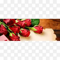 爱情玫瑰信纸背景banner-空若网 爱情玫瑰信纸背景banner-空若网