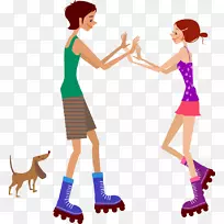 卡通插图.滚轴-溜冰夫妇材料-空若网 卡通插图.滚轴-溜冰夫妇材料-空若网