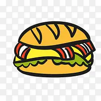 手绘汉堡包-空若网 手绘汉堡包-空若网