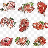手绘各式肉类-空若网 手绘各式肉类-空若网