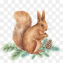 树枝上的手绘松树-空若网 树枝上的手绘松树-空若网