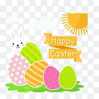 创意彩蛋和白兔复活节贺卡矢量图-空若网 创意彩蛋和白兔复活节贺卡矢量图-空若网