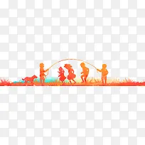 橙色孩童们玩跳绳背景-空若网 橙色孩童们玩跳绳背景-空若网