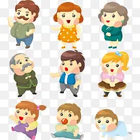 可爱的卡通家庭人物矢量素材,-空若网 可爱的卡通家庭人物矢量素材,-空若网