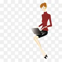 玩笔记本的美女-空若网 玩笔记本的美女-空若网