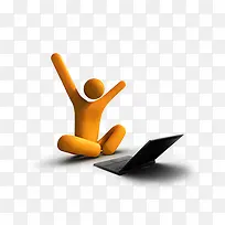 黄色小人玩电脑-空若网 黄色小人玩电脑-空若网